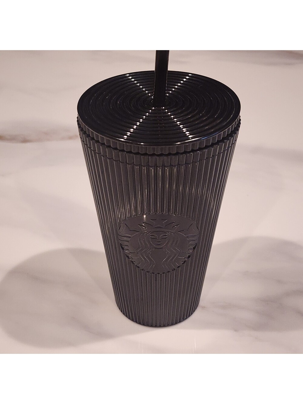 2024 Striped Black Tumbler 16 oz Tumbler Starbucks - Excellent! - Picture 1 of 2